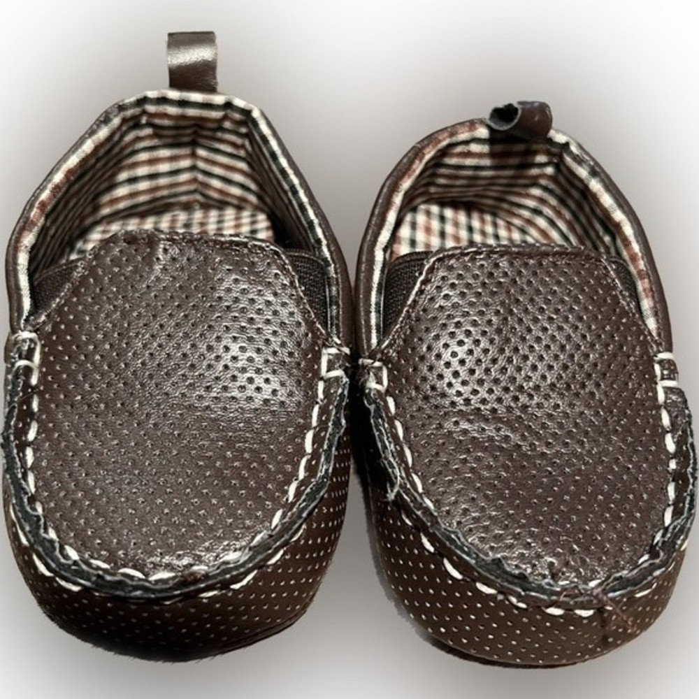 Rising Star Infant Shoes Brown Loafers Size 6-9 Month Baby Crib Shoes